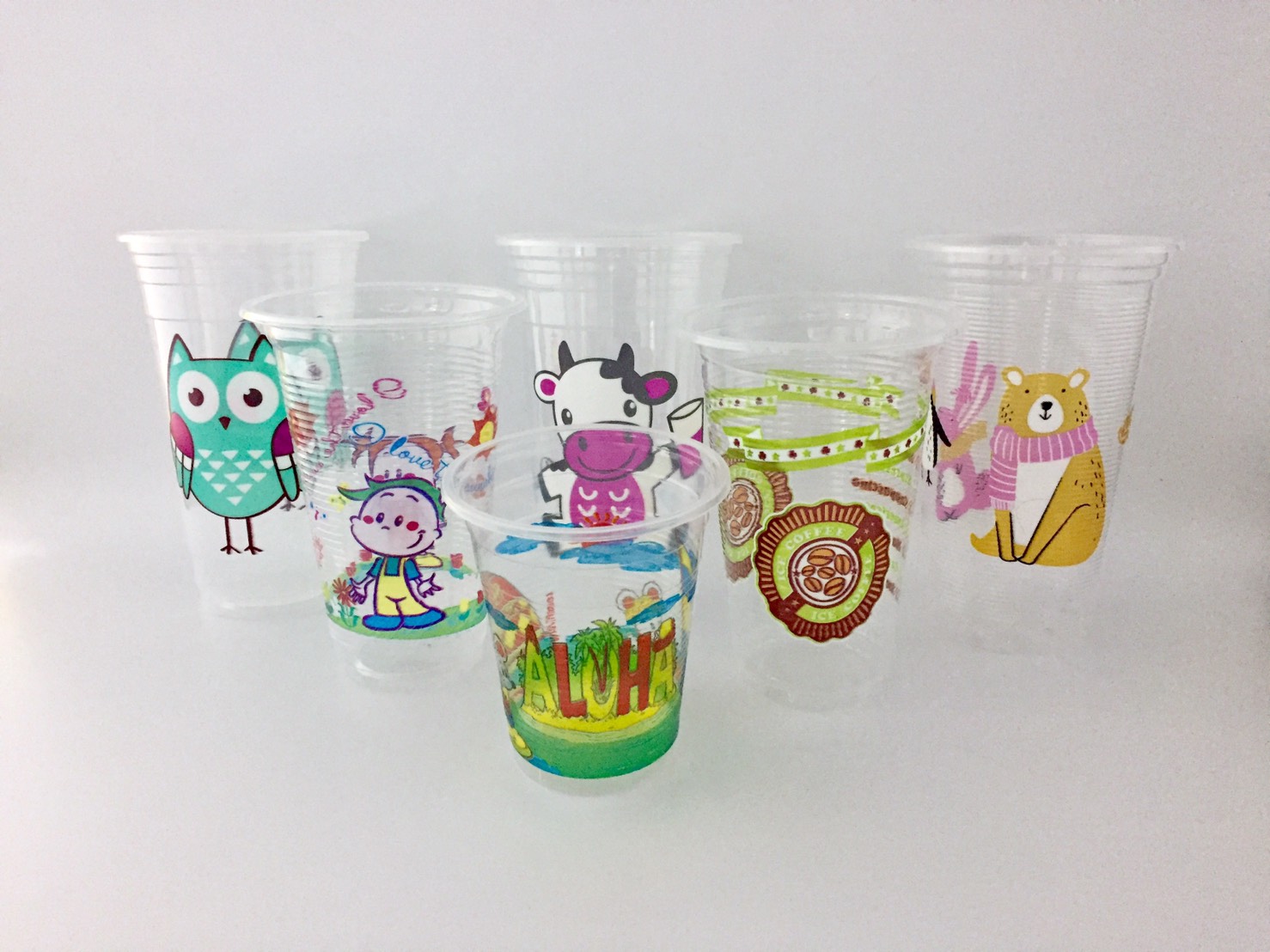 ถ้วยน้ำพลาสติก Polypropylene (pp) พร้อมพิมพ์ลาย